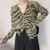 Maglieria da donna Vintage Zebra lavorata a maglia Cardigan da donna Maglione Autunno 2023 Top a manica lunga Scollo a V allentato Casual Capispalla femminile Jersey Mujer