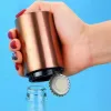 Nouveau ouvre-bouteille en acier inoxydable automatique pousser vers le bas magnétique ouvre-bouchon de bière barre cuisine vin Gadgets outils ouvreurs