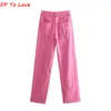 Women's Jeans FP To Love Woman Vintage Wide Leg Jeans Pink Green Blue Yellow Autumn Spring Street comer Trousers 230511