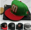 2023 Mens Mexico World Fited Hat Green Top Red Breb Letter M Hip Hop Size Hatts Baseball Caps Vuxen Flat Peak For Men Women Full Closed Cap Mix 7 Färger