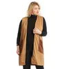 Gilet da donna 5XL Donna grassa Gilet oversize oversize a contrasto di media lunghezza Taglie forti Abbigliamento donna Cardigan capispalla nero grande con tasche