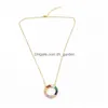 Pendentif Colliers Cercle Arc-En-Collier Zircone Pierre Pour Femme Mticolored Boîte Chaîne Pendentifs Haute Qualité Cuivre Métal J Dhgarden Dh26U