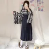 Vêtements ethniques Robe Kimono Japonaise Plume Kawaii Filles Yukata Manches Longues Haori Jupes Plissées Samouraï Costume Fête Halloween Cosplay