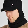 Bérets 1 Set Ear Flap Hat Solid Color Men Scarf Stretch Knitting