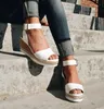 Sandaler kilskor för kvinnor plus storlek höga klackar sommar flip flop chaussures femme plattform 230512