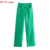 Women's Jeans FP To Love Woman Vintage Wide Leg Jeans Pink Green Blue Yellow Autumn Spring Street comer Trousers 230511