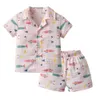 Pyjamas Kinderkleidung Cartoon Pfirsich Pyjama Set Baby Mädchen Jungen Kleidung Sommer Kinder ShirtShorts 2 Stück Set Baumwolle Nachtwäsche Anzüge 230511