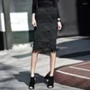 Юбка Женщины юбка с высокой талией черная сексуальная пакет хип-карандаш jupe femme Officewear Элегантная женская одежда мода Midi