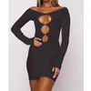 Casual Dresses Women Bodycon Dress Off Shoulder Backless Printed Mesh Stitching Cutout Hollow Tight Vestidos Sexy Clubwear Clothing Summer