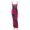 Vestidos casuais estampa floral sem costas maxi y2k vestido noturno para mulheres corporcon elegant club party roupas de festas sexy tiras sem mangas