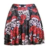 Rokken vrouwen retro vintage katoenen zwarte rok geprinte Halloween Rose polka dots roodblauw hoge taille plaid