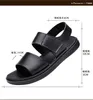 Slippers Black Calf Leather Men Sandals Sports Summer Cow leather Sanadls Male Beach Shoes Can Be wear for 10 Years 230511