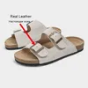 Slippers JOZHAMTA Size 35 42 Real Leather Women S 2023 Summer Soft Cork Buckle Flip Flop Beach Casual Woman Shoes 230511