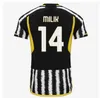 Maglia 23 24 Jerseys de futebol Juve Men Kit Kit Fãs Jogador 2023 2024 POGBA DI MARIA MAGLIE Camisa de futebol Maillot Vlahovic Milik Chiesa Danilo Locatelli Cuadrado Zebra