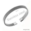 Bangle Mens Stainless Steel Bracelet Simple C-Shaped Mesh Elastic Opening Bracelets Quality Titanium Jewelry Accessories