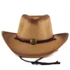 Chapéus largos de chapéus de palha do cowboy ocidental para homens Tavel Fedora Outsider Panamá