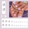 Ложные ногти простой цветочный декор фиолетовый нажатие на ногтях
