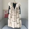 Women's Vests 2023 Winter Real Fur Natural LUCKY Vest Women's Mid-Length Hooded CoatMeet Your Favorite Jacket Null B