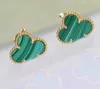 2023 Luxury qualit v gold material charm clip earring with nature shell beads in 18k gld plated malachite have box stamp PS5014