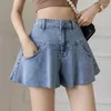 Kvinnors shorts 2023 Summer Fashion Sexig denim kjolar kvinnor streetwear hög midja breda ben jeans lösa blossade byxor femme