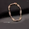 Link Bracelets Womens Men Short Bracelet 16cm-19cm 585 Rose Gold Color Rolo Chains