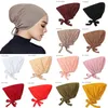 Beanies/Totenkopfkappen, modisch, elastisch, für Damen, einfarbig, arabischer muslimischer Turban, Krawattenseil, Hijab, verstellbarer Kopfwickel, weiche Baumwolle