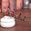 Hair Clips Vintage Red Rhinestones Crystal Wedding Crown Bridal Tiara Party Headpiece Jewelry Ornament Woman