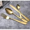 Gold Cutlery Set Spoon Fork Knife Spoons Frosted Stainless Steel Food Western Tableware tool Top Quality