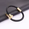 Chain High Quality Punk 316L Stainless Steel Clasp Real Genuine Leather Bracelet Men Jewelry Gift 230511