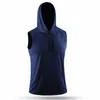 Heren lu Outdoor Heren Sport T-shirt Capuchon Mouwloos Sneldrogend Zweetafvoerende Korte Top Wrokout nieuw