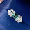 Cluster Rings Vintage Emerald Diamond Ring Real 925 Sterling Silver Party Wedding Band For Women Men Promise Engagement Jewelry