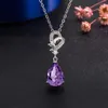 Pendant Necklaces DAIWUJAN Korean Silver Plated Water Drop Purple Crystal Gemstone Necklace For Women Wedding Party Jewelry Wholesale