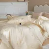 Bedding Sets High End Wedding Set Luxury Egypt Cotton Princess Lace Flower Embroidery Duvet Cover Bed Sheet Pillowcase Home Textile