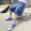 Shorts Jungen Blau Kurze Hose mit Tasche Sommer Sport Teenager Kinder Knielange Shorts Große Größe 5 6 7 8 10 12 13 14 Jahre alt 230512