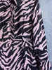 Casual jurken Spring gestreepte vrouwen Potloodjurk Elegante roze zebraprint Straight Size XL -kleding