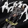 Мужские футболки винтажные панк-футболки уличная одежда хип-хоп доберман для собак животный графический принт готика вымытая футболка Harajuku Fashion Casual Top Tee T230512