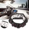 Steering Wheel Covers Novel Korean Plaid Car Leather Embroidery Elastic Skidproof Stretch-On Auto Cover With Needle Hole Selling