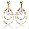 Dangle Chandelier New Fashion Blue Crystal Earrings Irregar Geometry Gold Plated Wave Shape Rhinestone Earring For Women S Dhgarden Dhetn