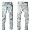 Rippad designer herr jeans amirr high street mens smala denim rak cyklist hål hiphop jeans men285u