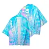 Roupas étnicas Japão adulto yukata quimono impressão superior de verão manga curta de tamanho grande samurai haori cardigan camisa de streetwear de estilo asiático