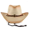 Chapéus largos de chapéus de palha do cowboy ocidental para homens Tavel Fedora Outsider Panamá