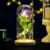 Rose Lasts Forever With Led Lights In Glass Dome Valentines Day Wedding Anniversary Birthday Gifts Party Decoration 5 Colors