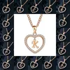 Chaînes En Acier Inoxydable Couple Pendentifs Ras Du Cou Zircon Amour Coeur Femmes Cou Chaîne 26 Lettre Collier Pour Femmes Bijoux