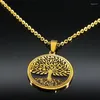 Pendanthalsband Fashion Tree of Life Rostfritt stål för kvinnor Guldfärg Uttalande Halsband smycken Bisuteria Mujer N18821S08