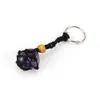 Justerbar sladd tom stenhållare svart vaxrep nyckelring Keyring Natural Quartz Crystal Healing Stone Net Väska Nyckelring