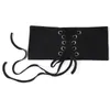 Belts Women's Fashion Lace Up Corset Landage Wide Band Band Belt Mapping Black White بالإضافة إلى حجم Cummerbunds