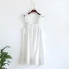 Sexy Pyjamas Summer Style Nightdress Ladies 100% Cotton Crepe Thin Vest Suspender Skirt Loose Long Sweet And Cute Home 230512