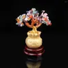 Декоративные цветы на полке аксессуары декор Fortune Tree Wealth 16 16см китайская монета Bonsai Money Chakra Gemstone