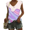 Tanques femininos feminino feminino praia suport letra tee tanque havaí tampa de verão coletor casual coletes o pescoço grils de roupas soltas blusas