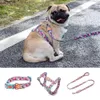 Hundhalsar Leases Dog Harness and Leash Set Print Noncepape Nylon Collar Vest Puppy Small Dog Accessories Pet Products French Bulldog Pug 230512